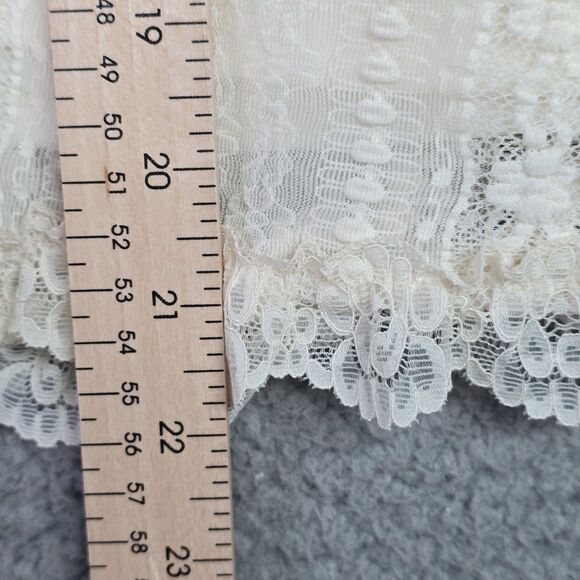 Arula Boho Lace Blouse 2X Cream NWT Scalloped Romantic Ruched Tie Sheer Sleeve - Picture 12 of 16